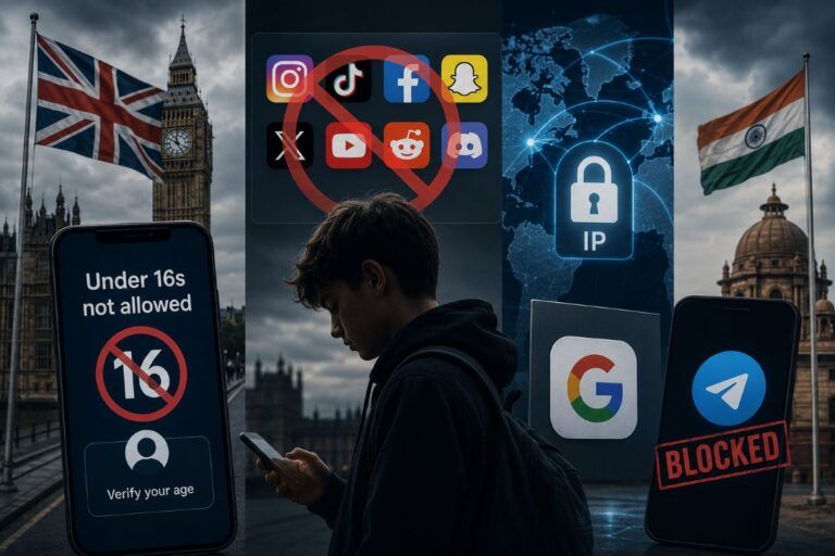 uk social media minori 16 verifica identita google ip telegram india