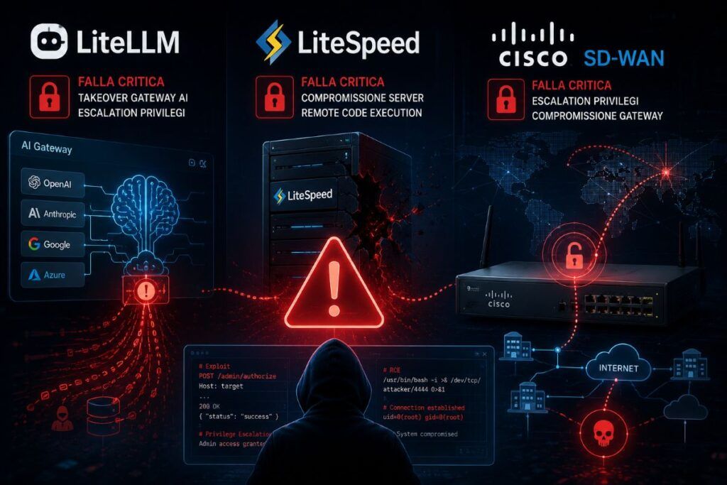 Vulnerabilità critiche in LiteLLM, LiteSpeed e Cisco SD-WAN espongono AI e hosting 2 vulnerabilita litellm litespeed sdwan