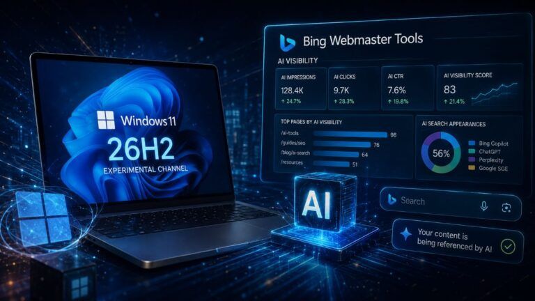 windows 11 26h2 bing webmaster tools ai visibility insights