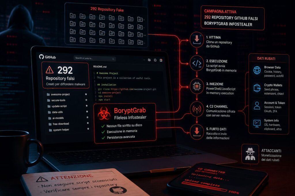 292 repository GitHub falsi diffondono BoryptGrab e rubano credenziali e wallet 2 292 repository github falsi boryptgrab infostealer