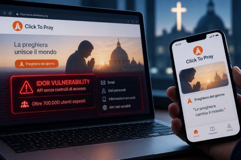 click to pray dati utenti idor api
