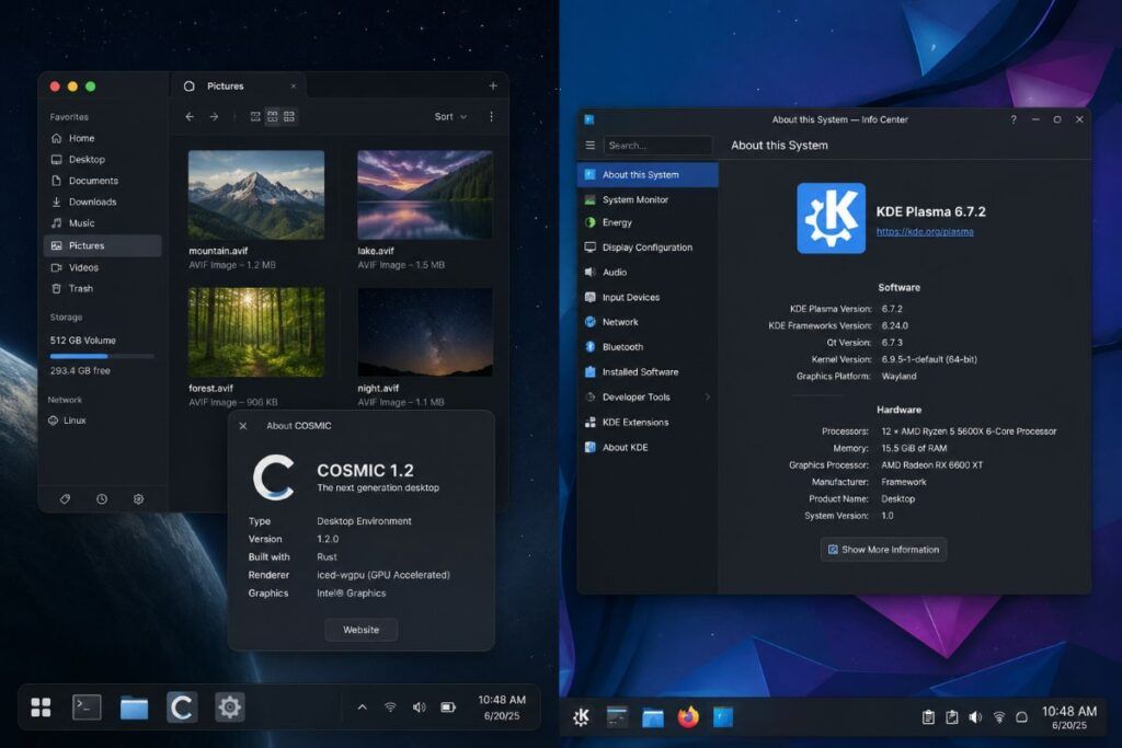COSMIC 1.2 abbraccia il formato AVIF (mentre Plasma 6.7.2 sistema finalmente i bug con Chrome) 2 cosmic 1 2 kde plasma 6 7 2