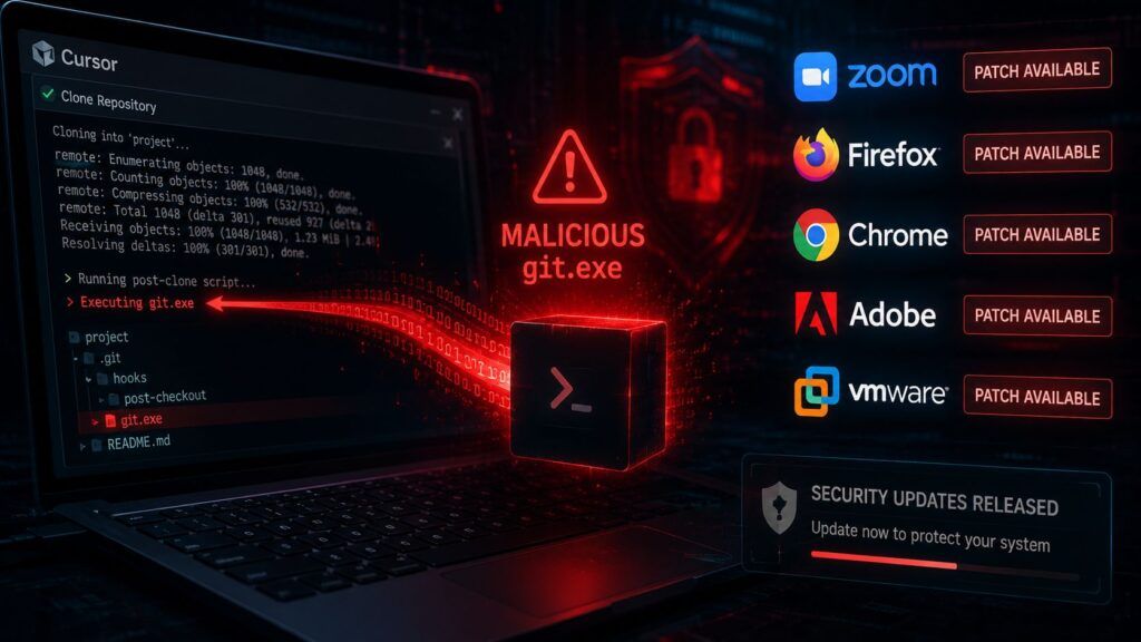 Cursor esegue codice dai repository clonati, Zoom corregge una falla critica 2 cursor repository git exe zoom