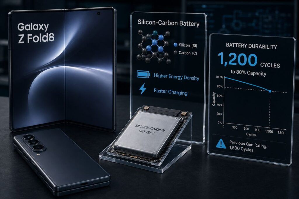 galaxy z fold 8 batteria silicio carbonio cicli