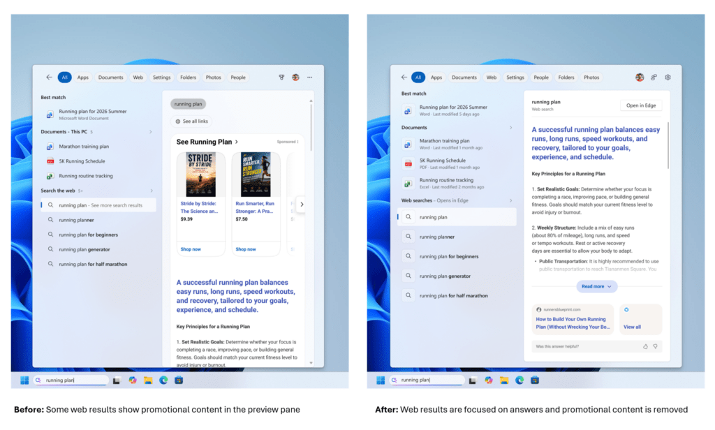 Addio pubblicità su Windows Search: Microsoft pulisce la barra di ricerca e schiera l'IA contro gli hacker 5 image 371