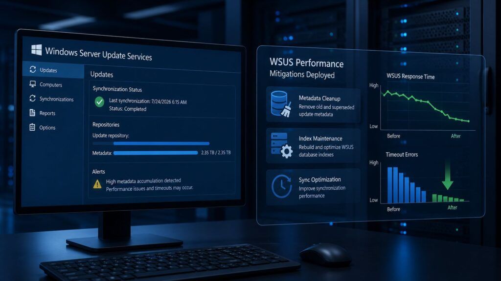 Microsoft mitiga ritardi e timeout nelle sincronizzazioni dei server WSUS 2 microsoft wsus ritardi timeout sincronizzazione metadata