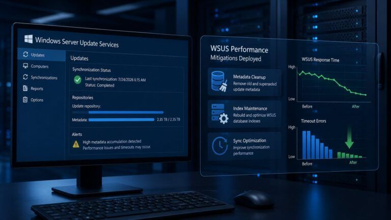 microsoft wsus ritardi timeout sincronizzazione metadata