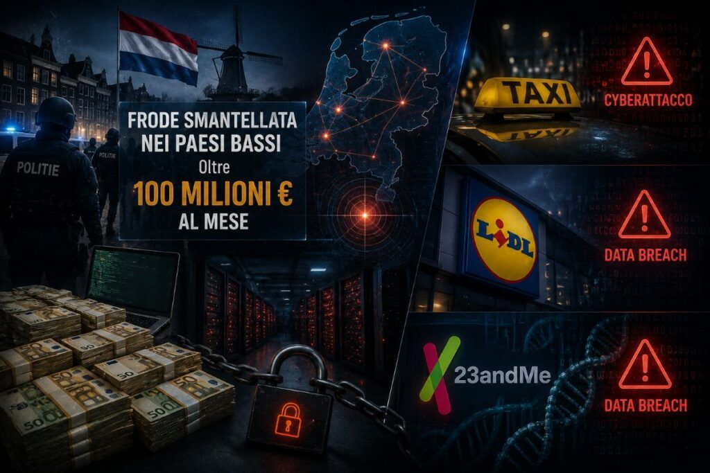 Olanda smantella maxi frode, cyberattacco blocca i taxi e 23andMe patteggia 2 olanda frode investimenti attacco taxi lidl 23andme