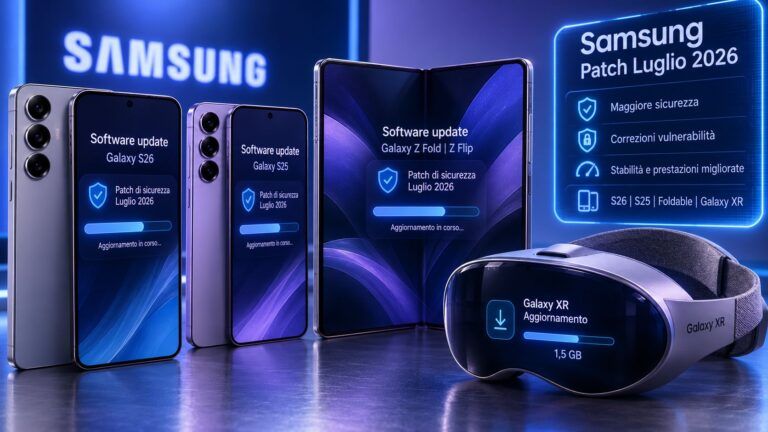 samsung patch sicurezza luglio 2026 galaxy s26 foldable xr