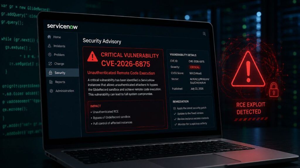 ServiceNow corregge la RCE pre-auth CVE-2026-6875 tramite sandbox escape 2 servicenow cve 2026 6875 rce
