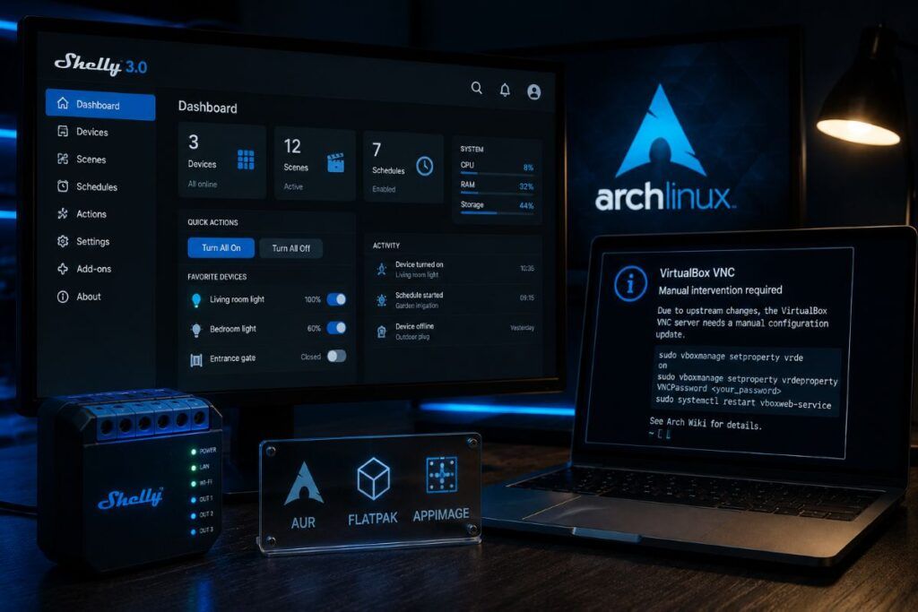 Shelly 3.0 rinnova Arch Linux mentre VirtualBox richiede un intervento manuale 2 shelly 3 0 arch linux virtualbox vnc