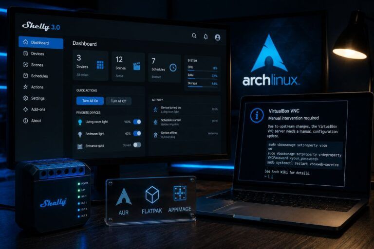 shelly 3 0 arch linux virtualbox vnc