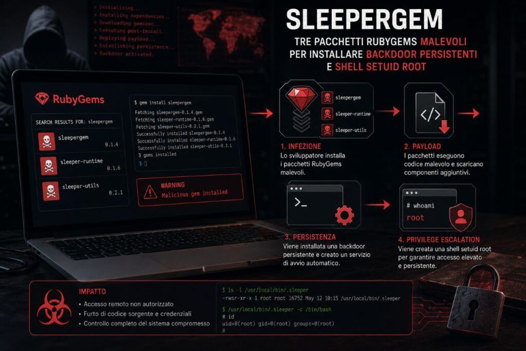 SleeperGem infetta gli sviluppatori con tre pacchetti malevoli su RubyGems 2 sleepergem rubygems