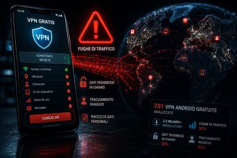 studio vpn android gratuite fughe dati tracciamento