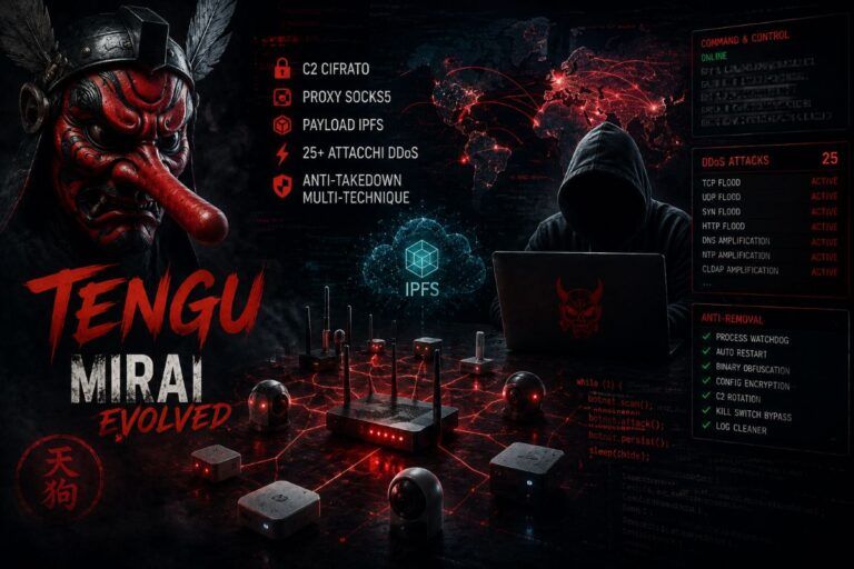tengu mirai botnet iot persistenza