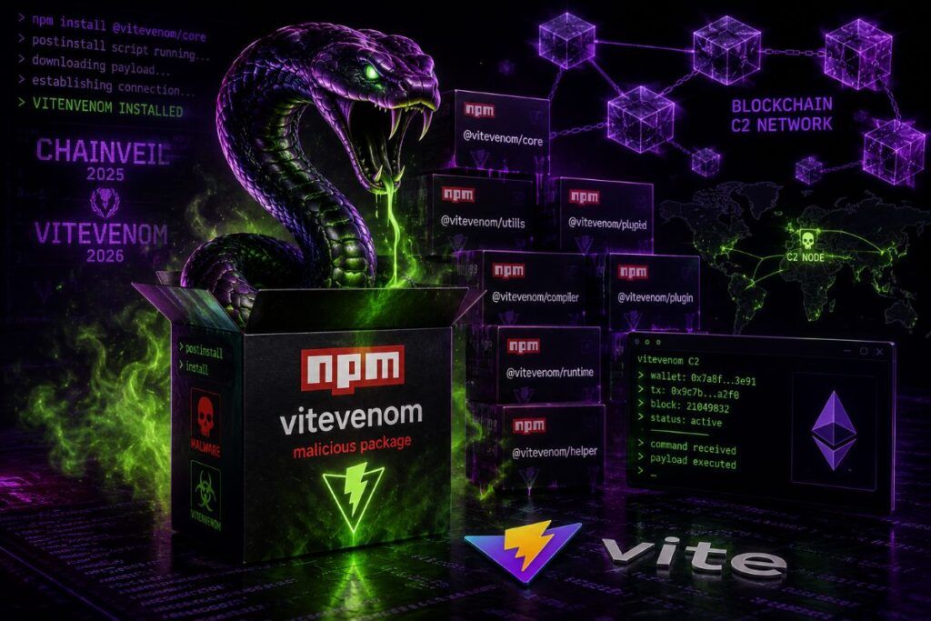 ViteVenom colpisce npm con pacchetti Vite falsi e un C2 basato su blockchain 2 vitevenom npm