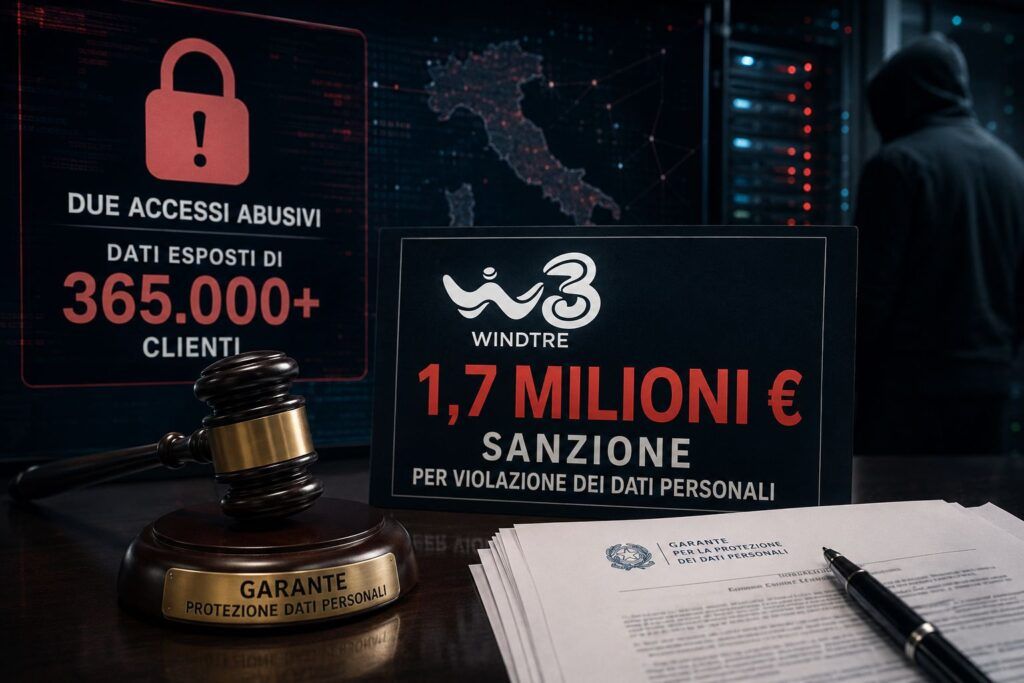 Garante privacy: multa di 1,7 milioni a Wind Tre per data breach. Novità su recupero crediti e web scraping 2 wind tre garante privacy data breach