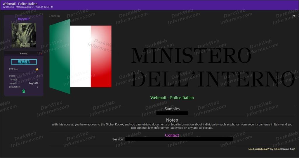 Webmail della polizia in vendita sul forum: cosa c’è di vero 1 HREdUmiW4AA7ZIa