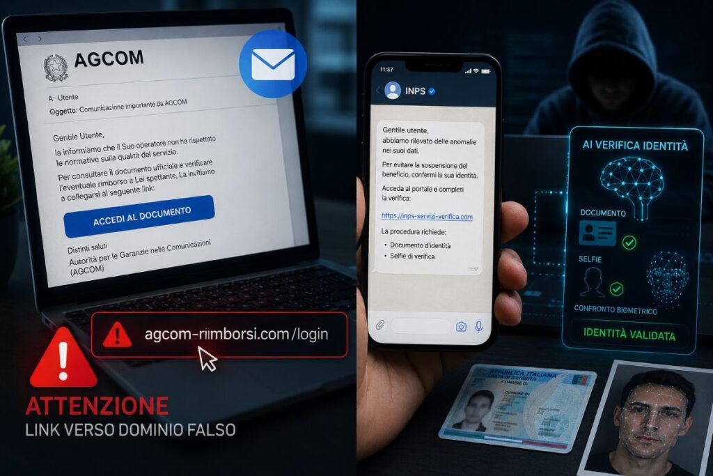 Falso AGCOM e smishing INPS usano fiducia istituzionale e AI 2 agcom phishing inps smishing ai documenti