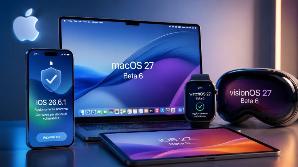 Apple aggiorna iOS 26.6.1 e porta iOS 27 alla beta 6 su tutto l’ecosistema 2 apple ios 26 6 1 ios 27 beta 6 macos 27