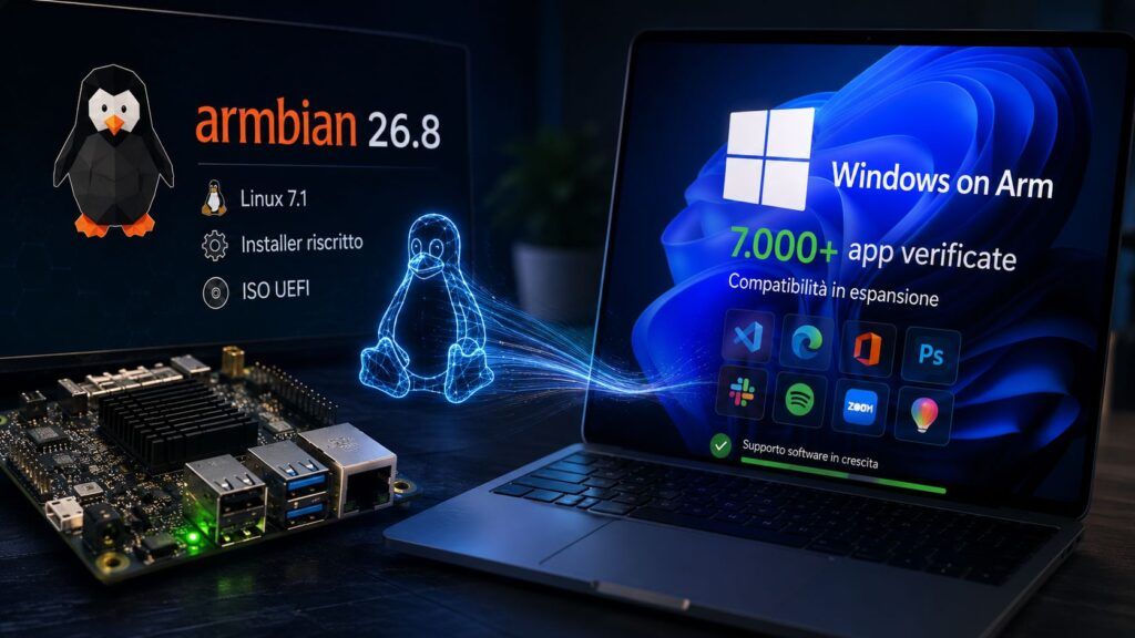 ARM accelera su due fronti: Armbian 26.8 rinnova Linux e Windows supera 7.000 app 2 armbian 26 8 windows on arm app