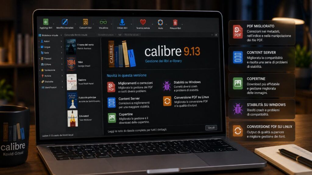 Calibre 9.13 corregge PDF e Content Server e migliora stabilità su Linux e Windows 2 calibre 9 13