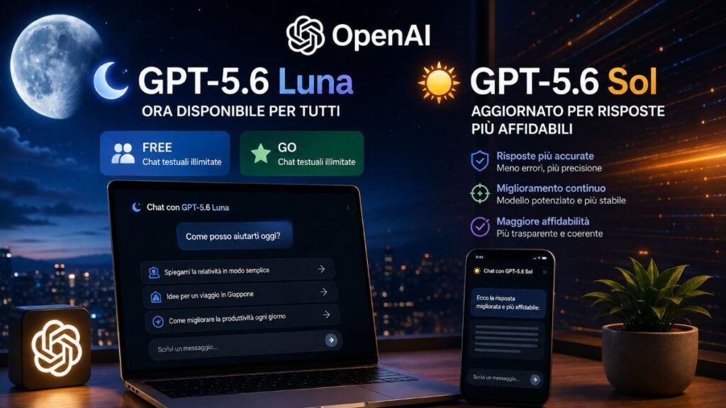 ChatGPT cambia per tutti: GPT-5.6 Luna diventa il modello gratuito 2 chatgpt gpt 5 6 luna sol free go think