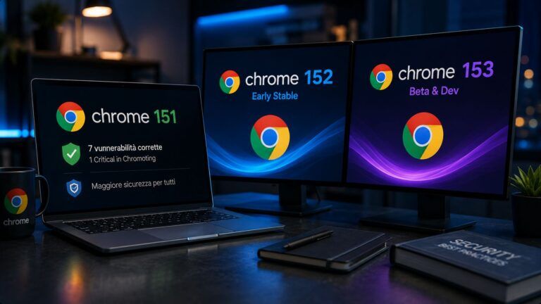 chrome 151 sicurezza 152 153 beta dev