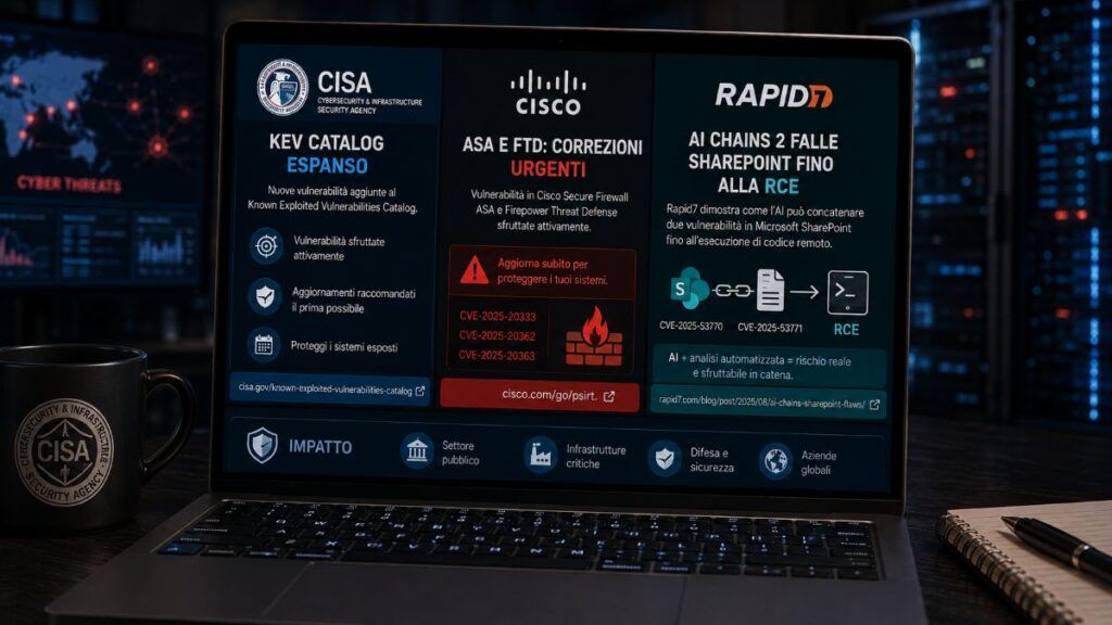 CISA amplia il KEV mentre Cisco e SharePoint espongono nuove catene d’attacco 2 cisa kev cisco asa ftd sharepoint ai rce