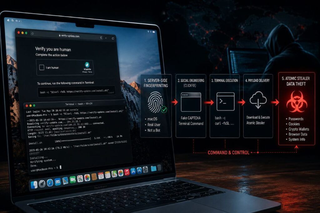 ClickFix su macOS usa il fingerprinting per nascondere Atomic Stealer 2 clickfix macos fingerprinting atomic stealer