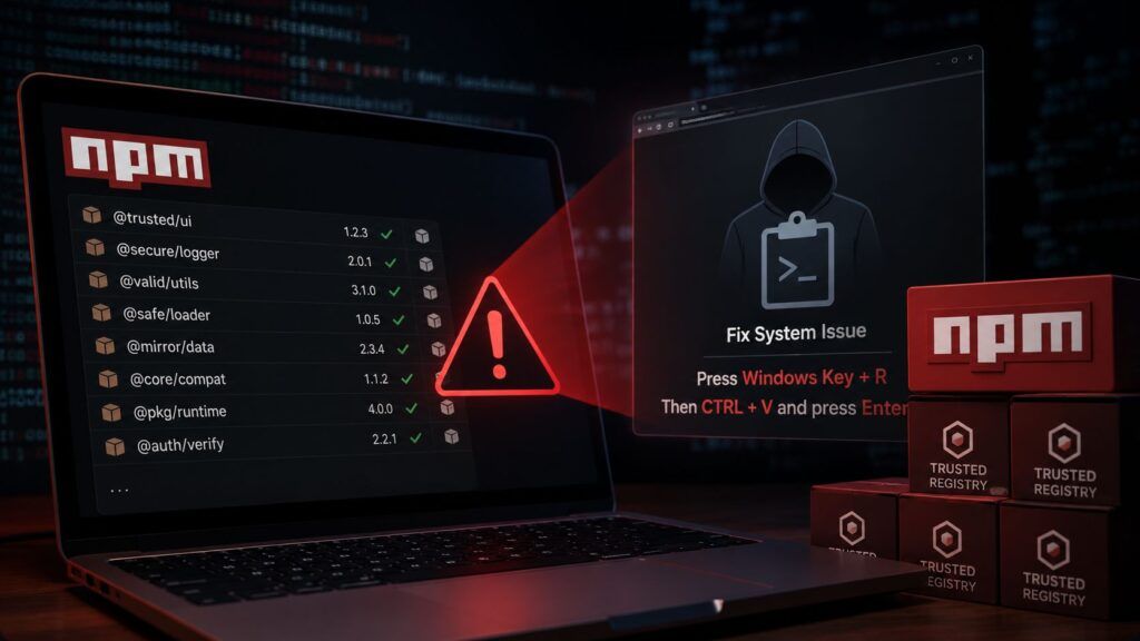 ClickFix sfrutta npm come hosting fidato: 24 pacchetti trasformano i mirror in pagine phishing 2 clickfix npm mirror phishing cloudflare