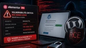 Elementor Pro espone WordPress a RCE senza login mentre CISA amplia il catalogo KEV 3 Elementor Pro espone WordPress a RCE senza login mentre CISA amplia il catalogo KEV