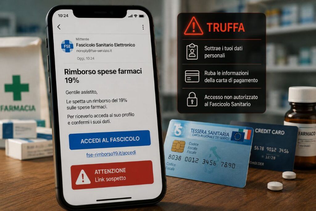 Falso rimborso farmaci usa il Fascicolo Sanitario per rubare dati e carte 2 falso rimborso farmaci fascicolo sanitario phishing