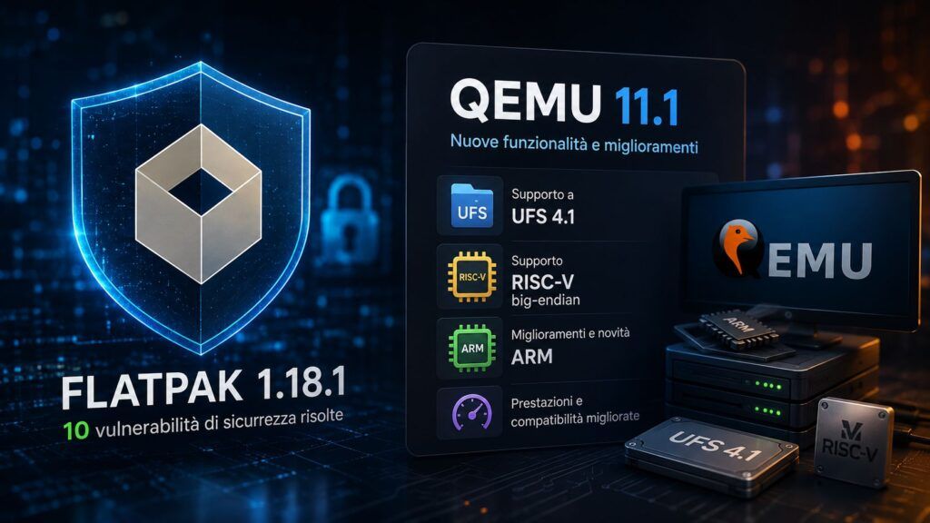 Flatpak 1.18.1 chiude dieci falle, QEMU 11.1 aggiunge UFS e RISC-V big-endian 2 flatpak 1 18 1 qemu 11 1