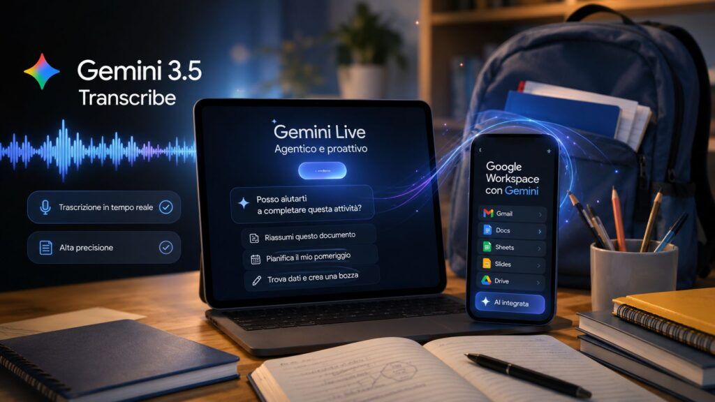 Gemini diventa operativo: Google unisce voce, agenti e Workspace nella produttività 2 gemini 3 5 transcribe live workspace produttivita