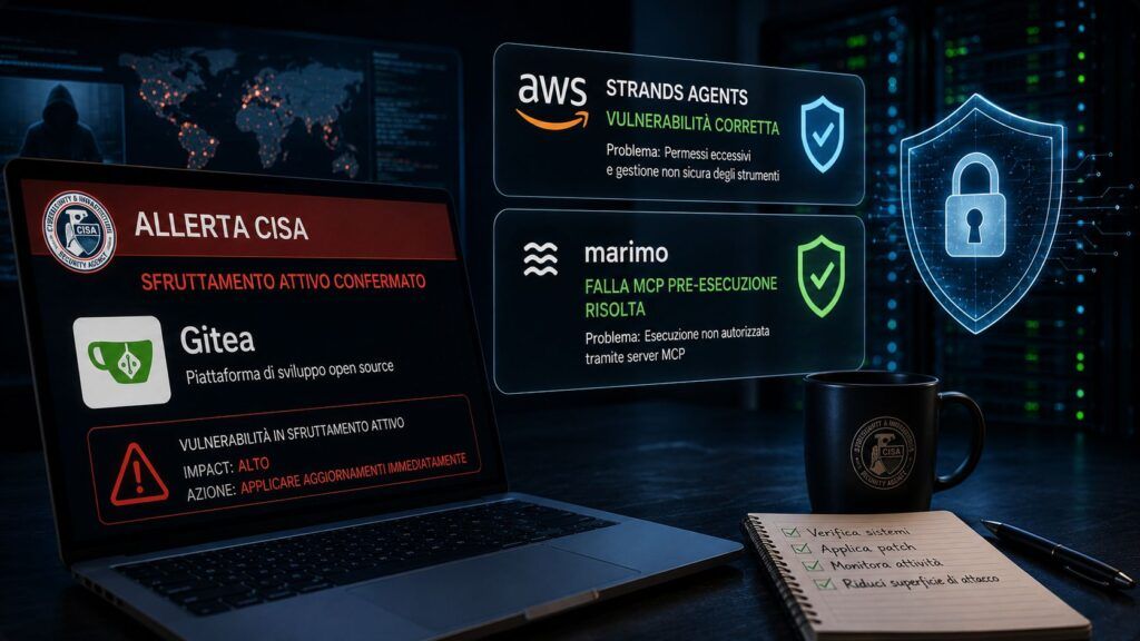 Gitea entra nel KEV e gli agenti AI aprono nuove vie all’esecuzione di codice 2 gitea kev strands marimo mcp vulnerabilita