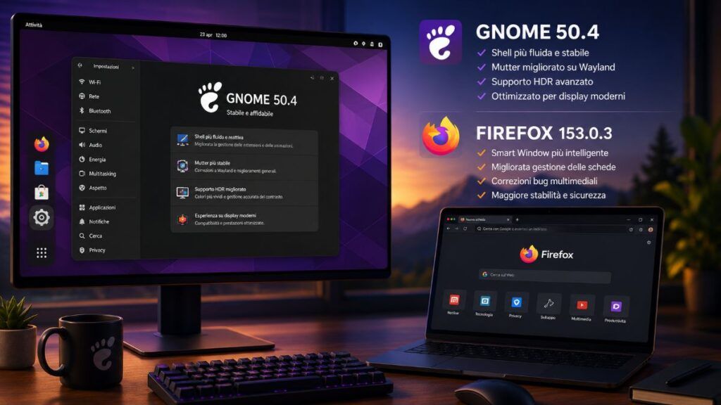 GNOME 50.4 migliora Shell e HDR mentre Firefox 153.0.3 rinnova Smart Window 2 gnome 50 4 firefox 153 0 3 smart window