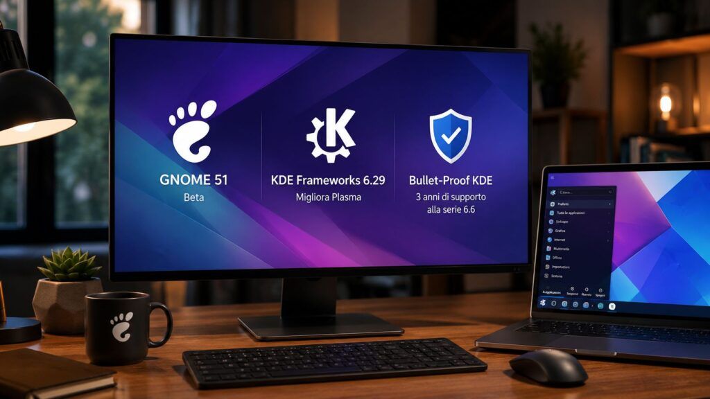 GNOME 51 entra in beta mentre KDE 6.29 e Bullet-Proof puntano sulla stabilità 2 gnome 51 beta kde frameworks 6 29 bullet proof
