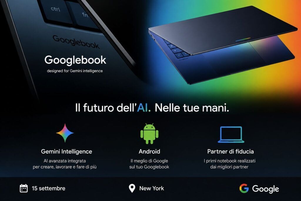 Googlebook debutta il 15 settembre a New York con Gemini e Android al centro 3 googlebook evento new york gemini android 1