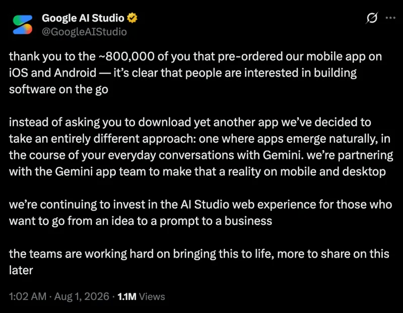 Google cancella AI Studio mobile e ridisegna condivisione e ricerca Android 3 image 37