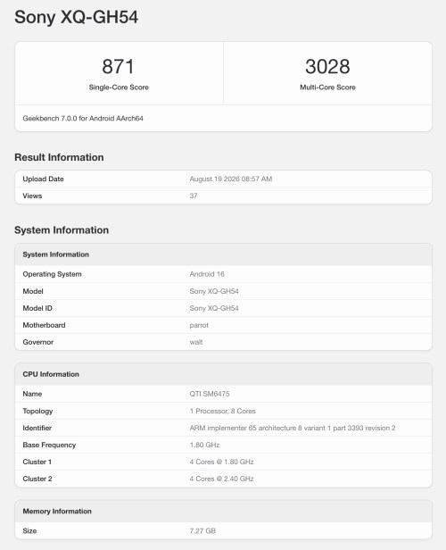 Sony annuncia un nuovo Xperia il 25 agosto: Xperia 10 VIII appare su Geekbench 3 image 427