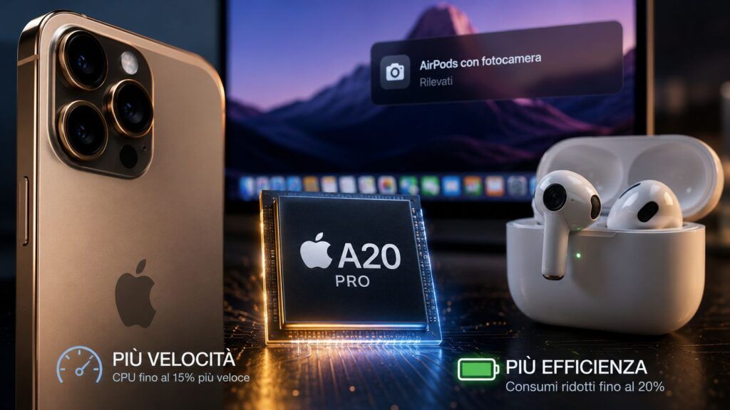 A20 Pro a 2 nm spinge iPhone 18 Pro e Ultra verso un salto di efficienza 2 iphone 18 pro ultra a20 pro 2nm airpods camera