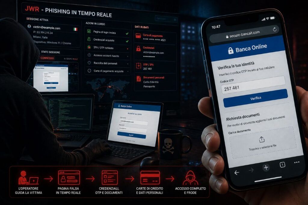 JWR porta il phishing in tempo reale e ruba carte, OTP e identità 2 jwr phishing carte otp identita
