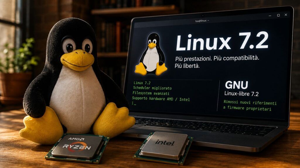 Linux 7.2 accelera scheduler e hardware mentre GNU Linux-libre elimina i blob 2 linux 7 2 gnu linux libre 7 2