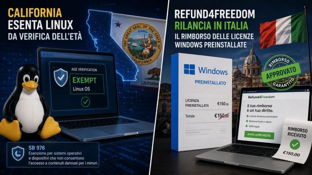 linux california verifica eta windows rimborso licenza