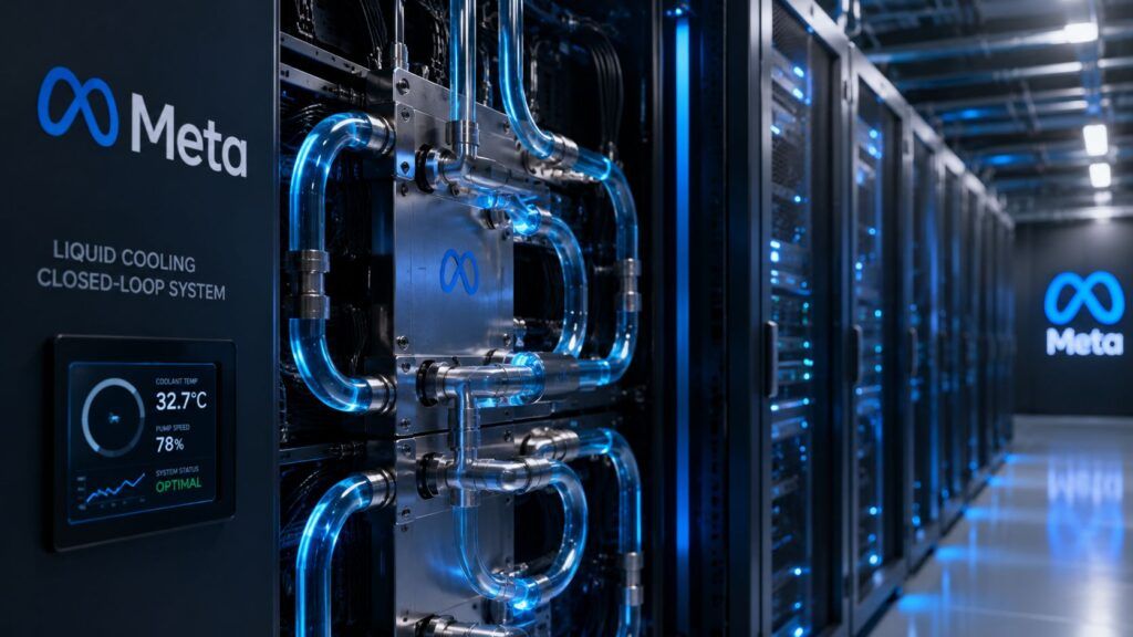 Meta raffredda l’AI a circuito chiuso: meno acqua e più GPU per ogni rack 2 meta ai data center raffreddamento circuito chiuso