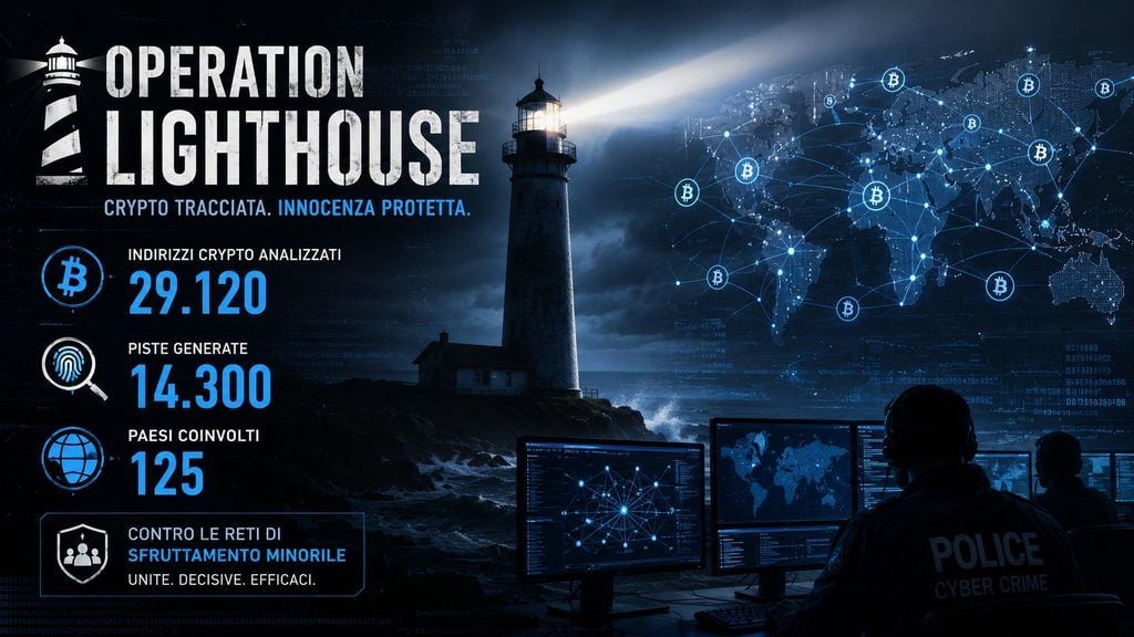 Operation Lighthouse trasforma 29.120 indirizzi crypto in 14.300 piste contro il CSAM 3 operation lighthouse csam chainalysis infografica
