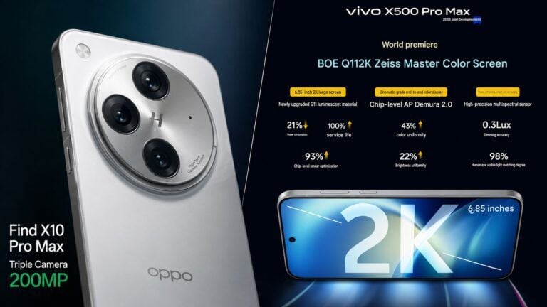 oppo find x10 pro max 200mp vivo x500 pro max display