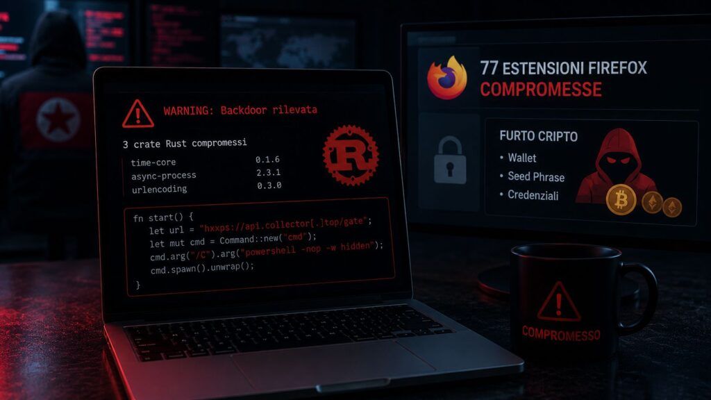 Rust e Firefox sotto attacco: crate compromessi e 77 estensioni legate al furto crypto 2 rust arrayref firefox wallet supply chain