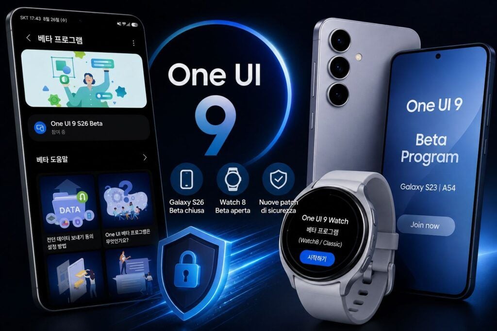 Samsung accelera One UI 9 e rilascia patch agosto 2026 2 samsung one ui 9 galaxy s26 watch 8 patch agosto